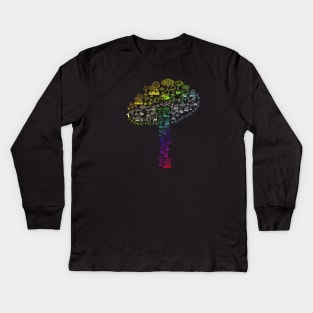 colorful, tie-dye mushroom Kids Long Sleeve T-Shirt